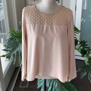 C.Luce Blouse with Leather Accent